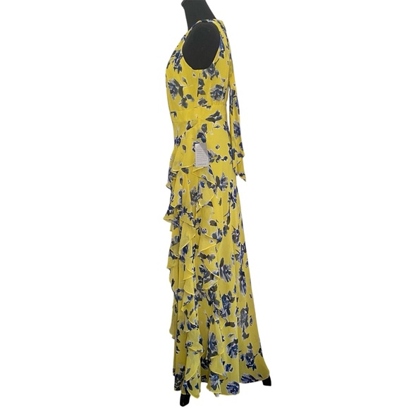 NWT Eliza J Floral Yellow and Blue Maxi Dress Size 4P - Picture 5 of 13